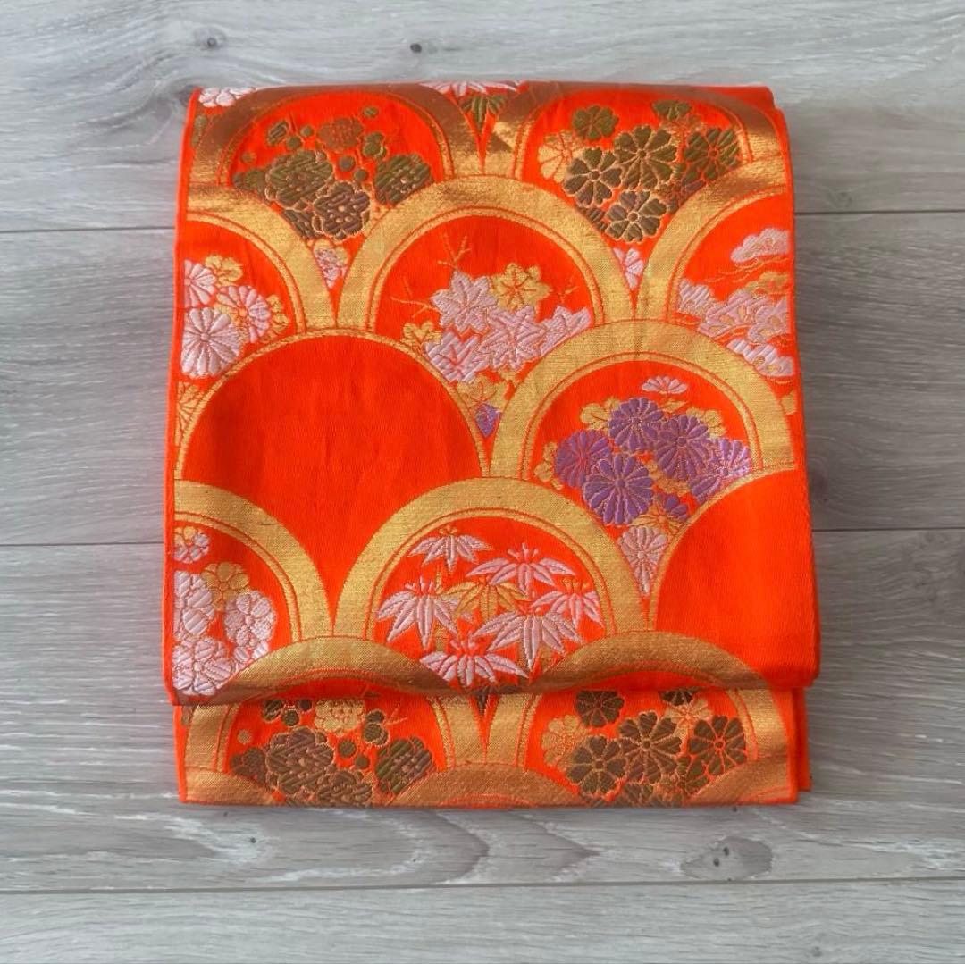 女の子 お祝い着 振袖 四季花模様 着物と帯のセット 七五三 レトロ 紫色