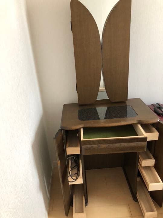 ナラ材　三面鏡ドレッサー
