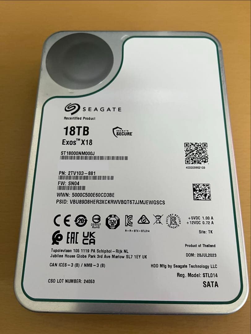 内蔵型ハードディスクドライブ Seagate Exos X18 18TB SATA HDD