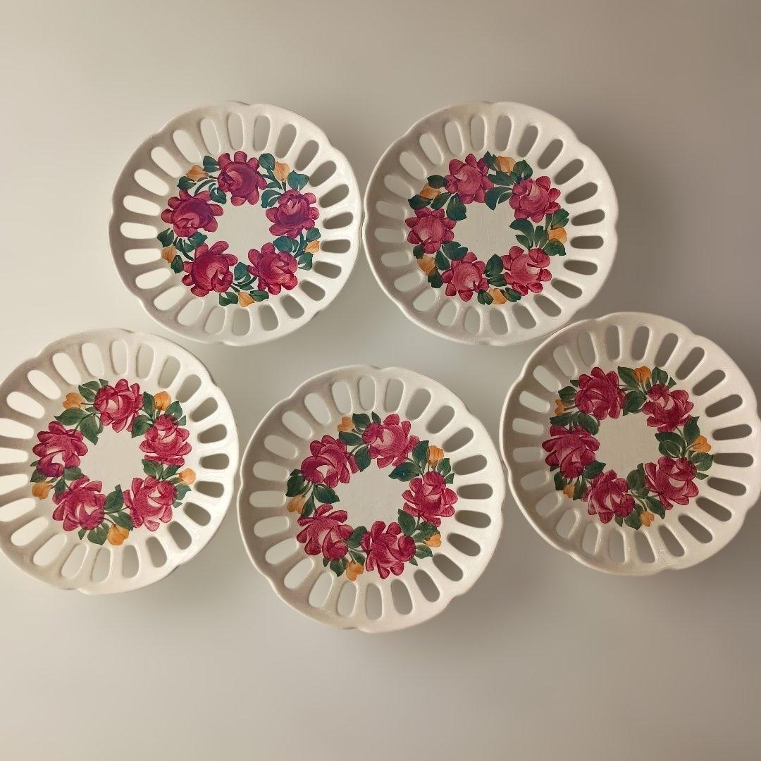 陶器皿5枚セット　ポーランド　ビンテージ　レトロ　壁掛け皿