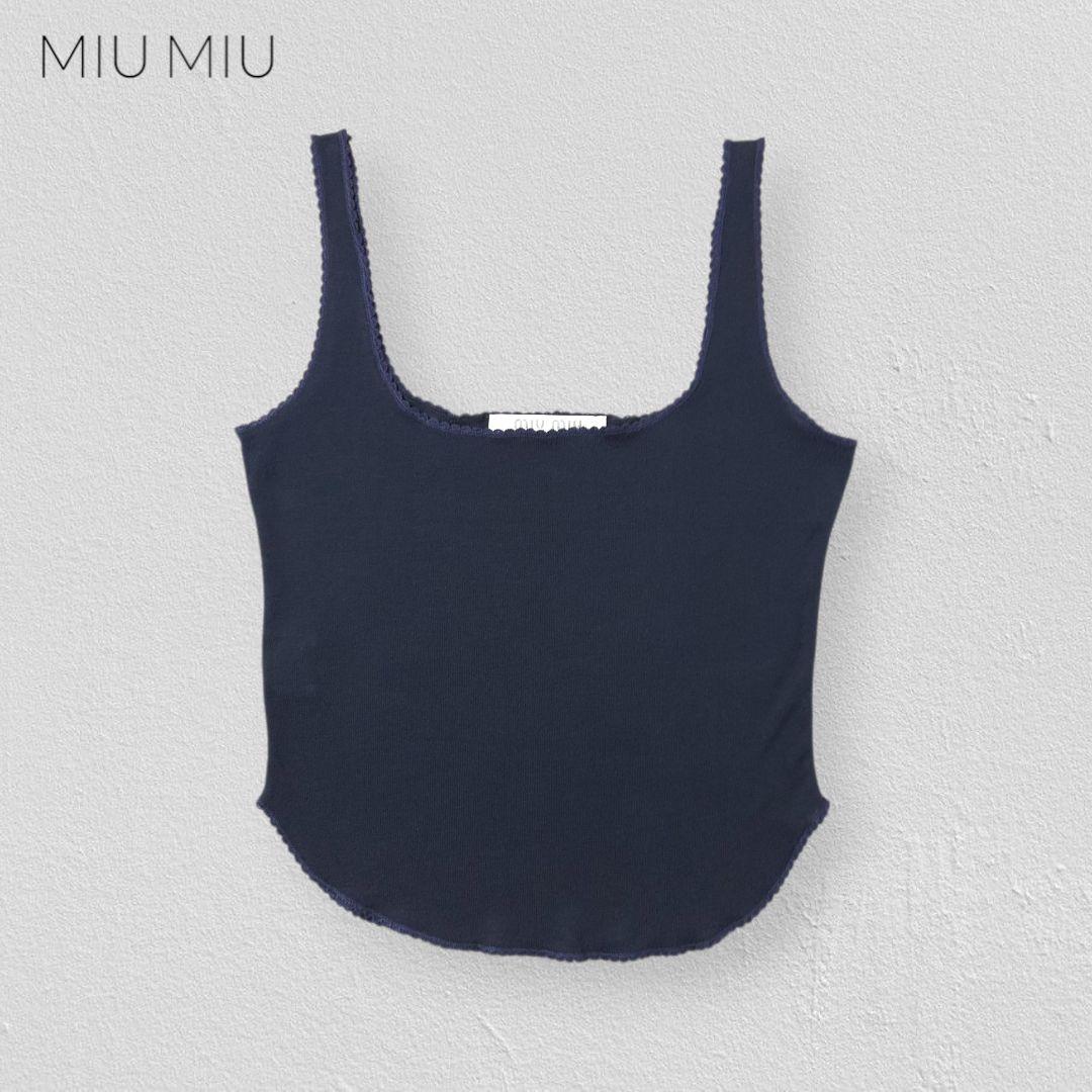 トップス MIUMIU Navy Short Tank Top