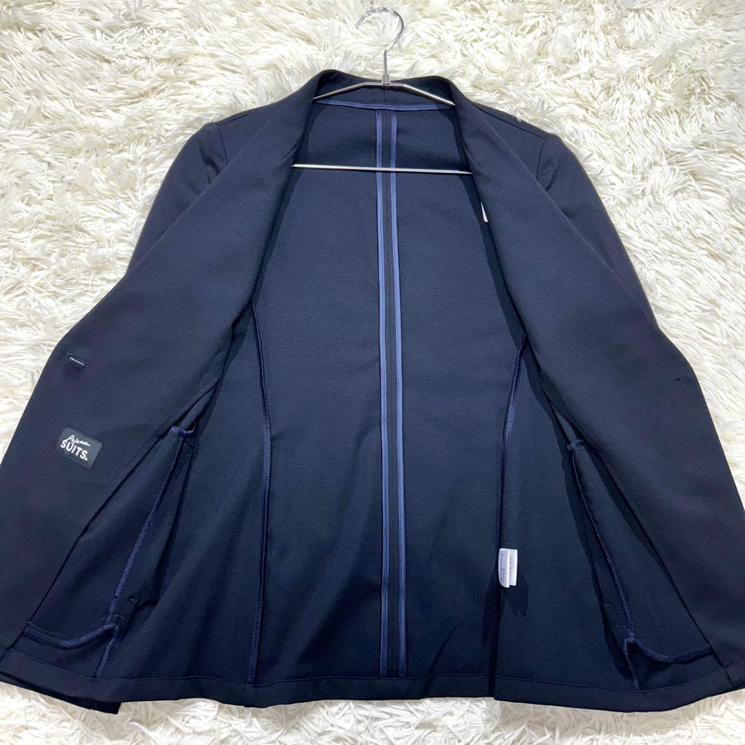 春夏【未使用タグ付☆洗える】パジャマスーツ　セットアップ　カラーレス　ネイビーS