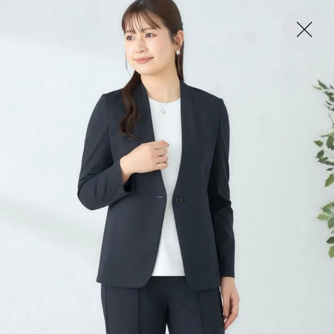 春夏【未使用タグ付☆洗える】パジャマスーツ　セットアップ　カラーレス　ネイビーS