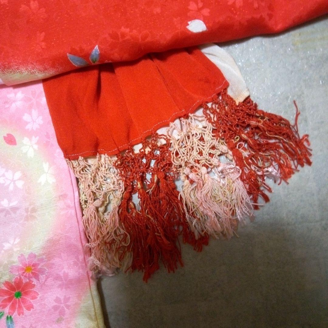 七五三【可愛いピンク振袖】『正絹袋帯付き』小物付きセット