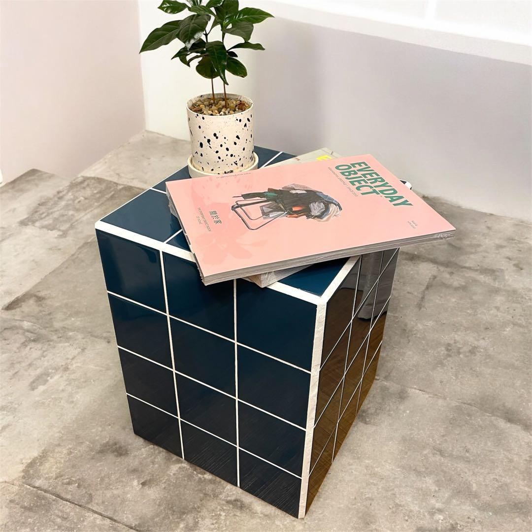 【❤️一点もの】韓国インテリアタイルスツール テーブル ブルー サイドテーブル