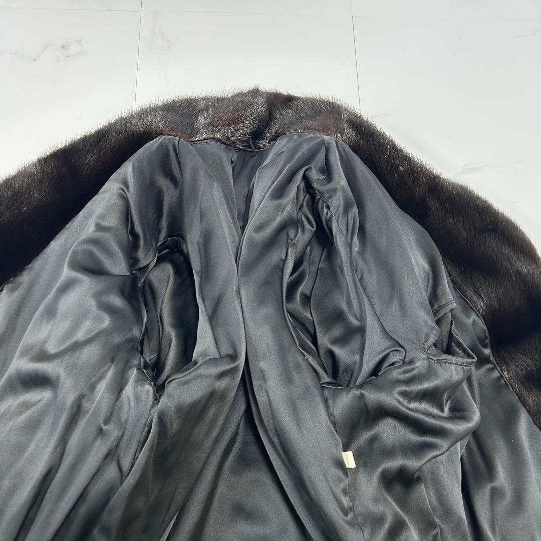 高級 XLサイズ ブラックミンク ダブル ジャケット メンズ なめし柔らか 艶艶