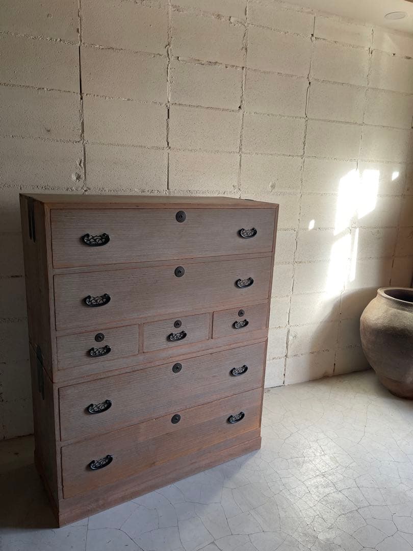 総桐箪笥　古家具　整理タンス　チェスト　5段　ローボード　アンティーク家具　骨董