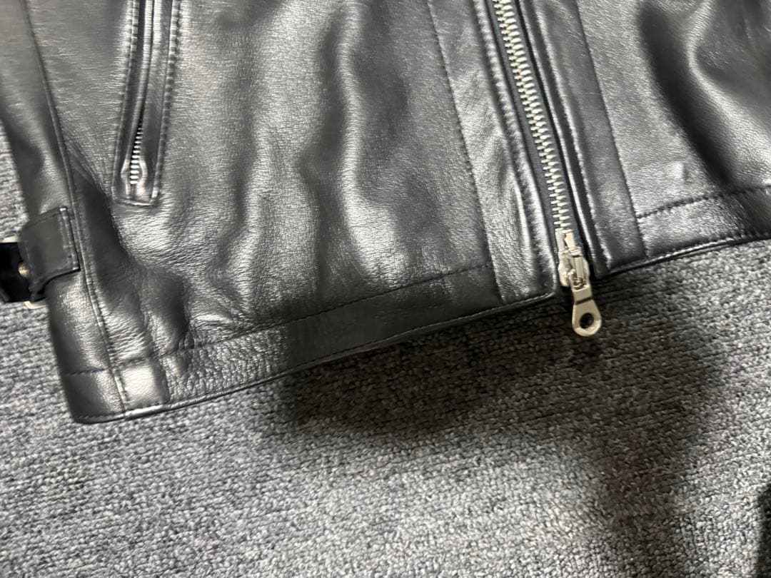 CINQUANTA チンクアンタ ナッパレザー 襟付 シングルライダース黒44