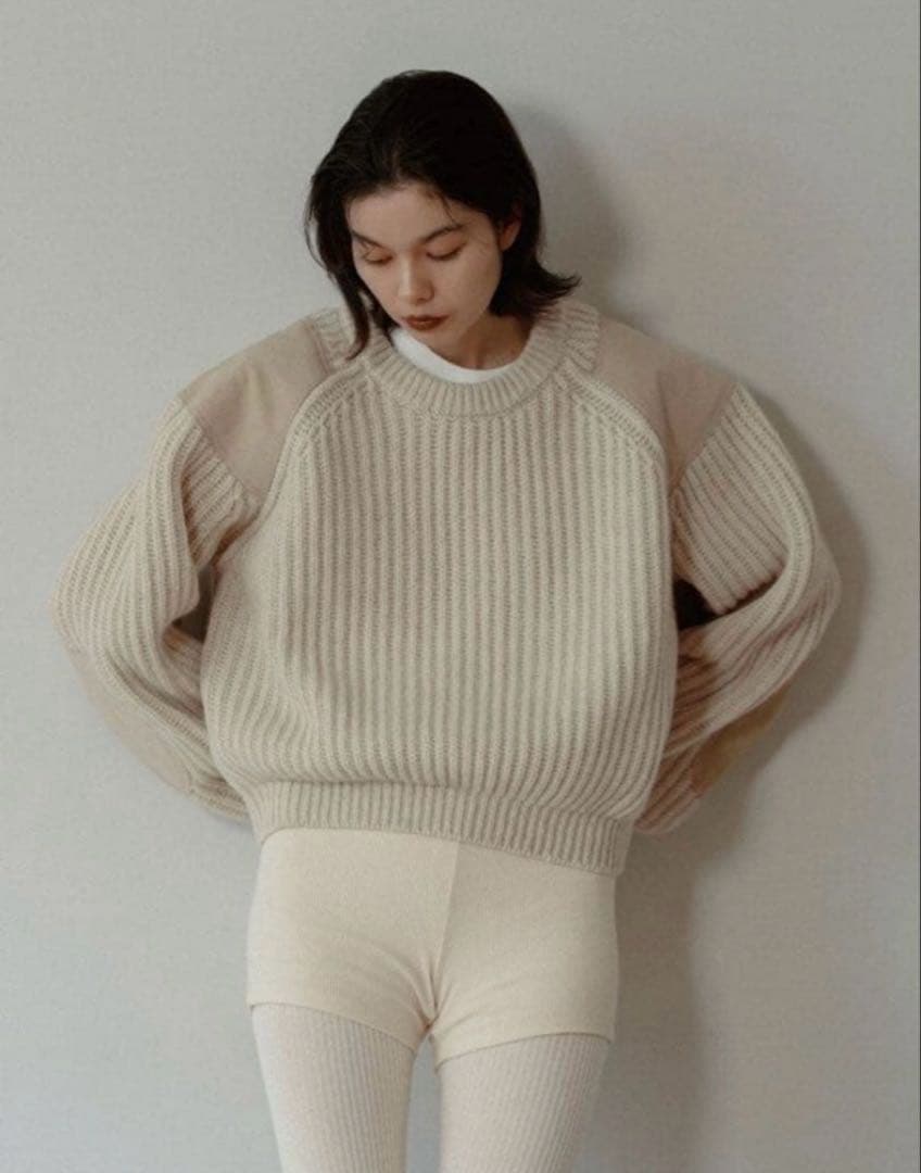 nokcha vintage like accent knitアイボリー