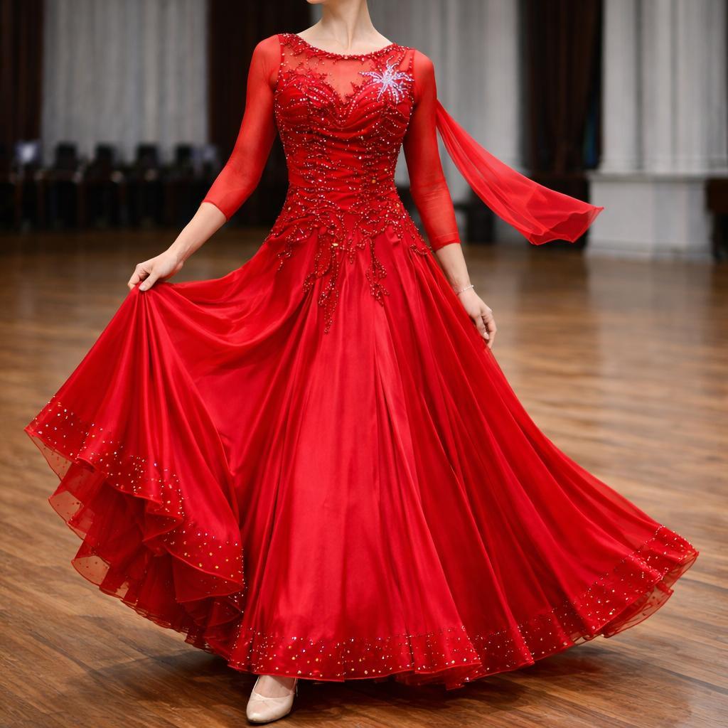 c*b様 【美品】Chacott　社交ダンス ロングドレス 豪華ビジュー装飾 長