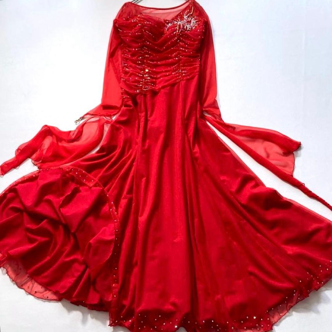 c*b様 【美品】Chacott　社交ダンス ロングドレス 豪華ビジュー装飾 長