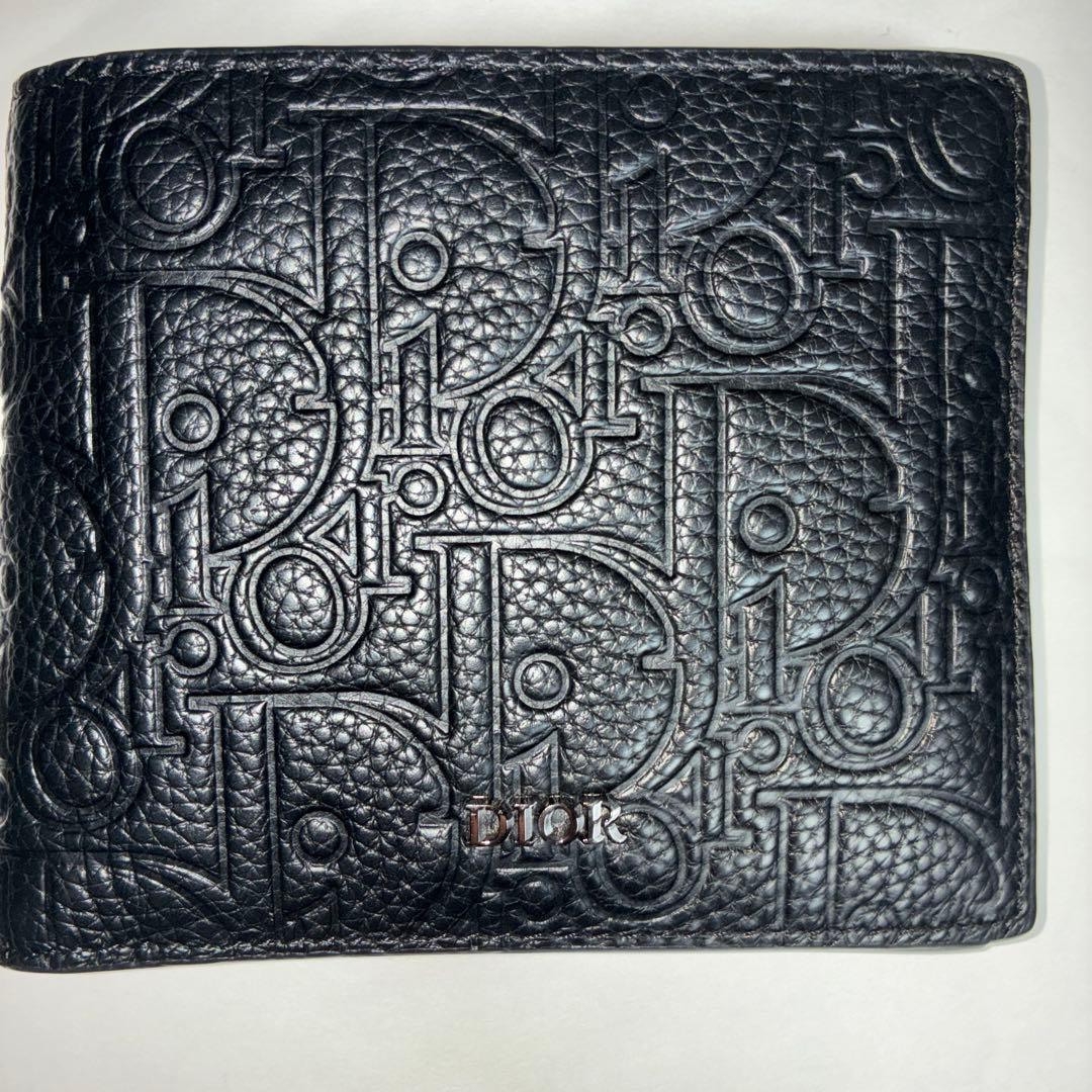 Dior エンボス加工 二つ折り財布 黒