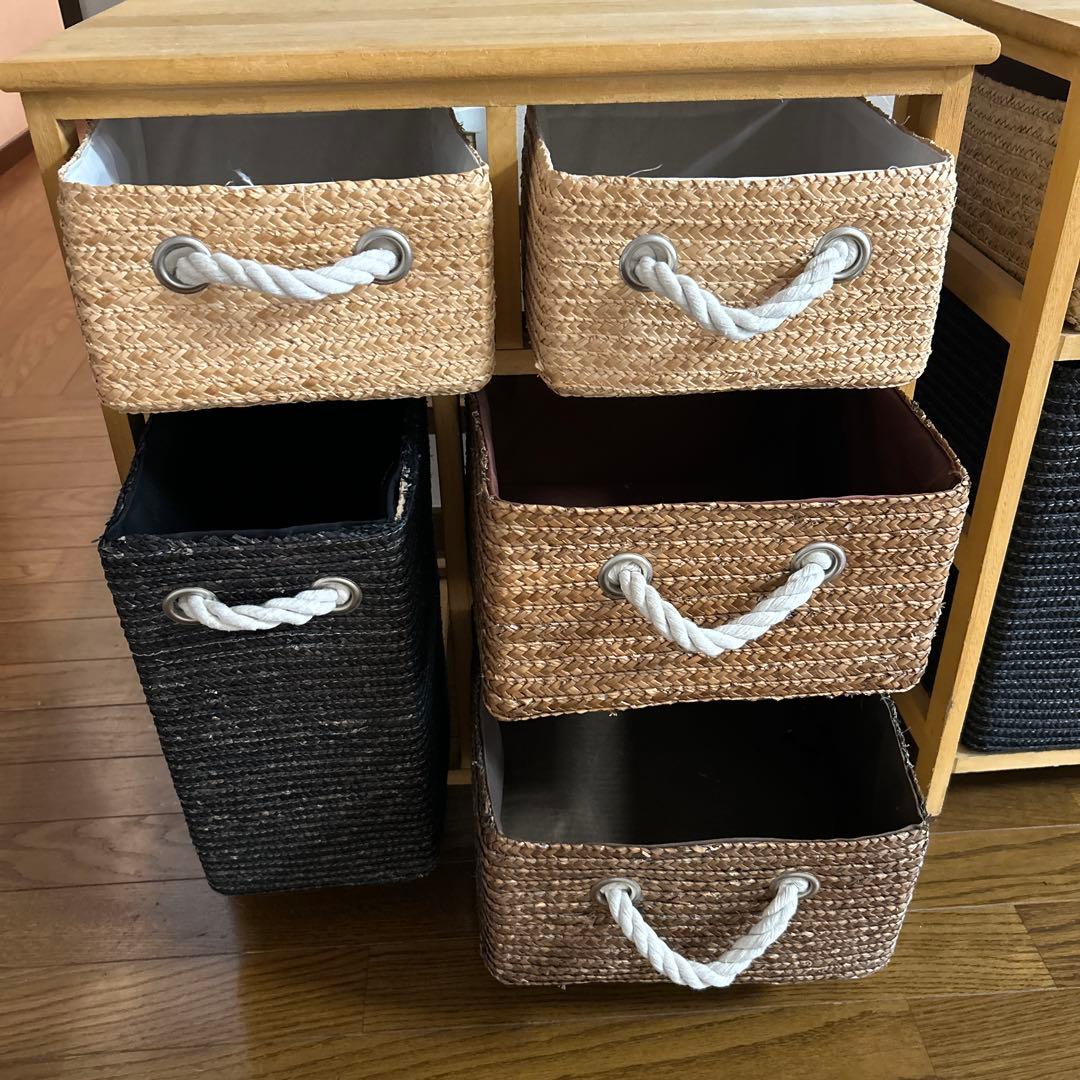ニトリ　籐　木製収納ボックス 2個セット