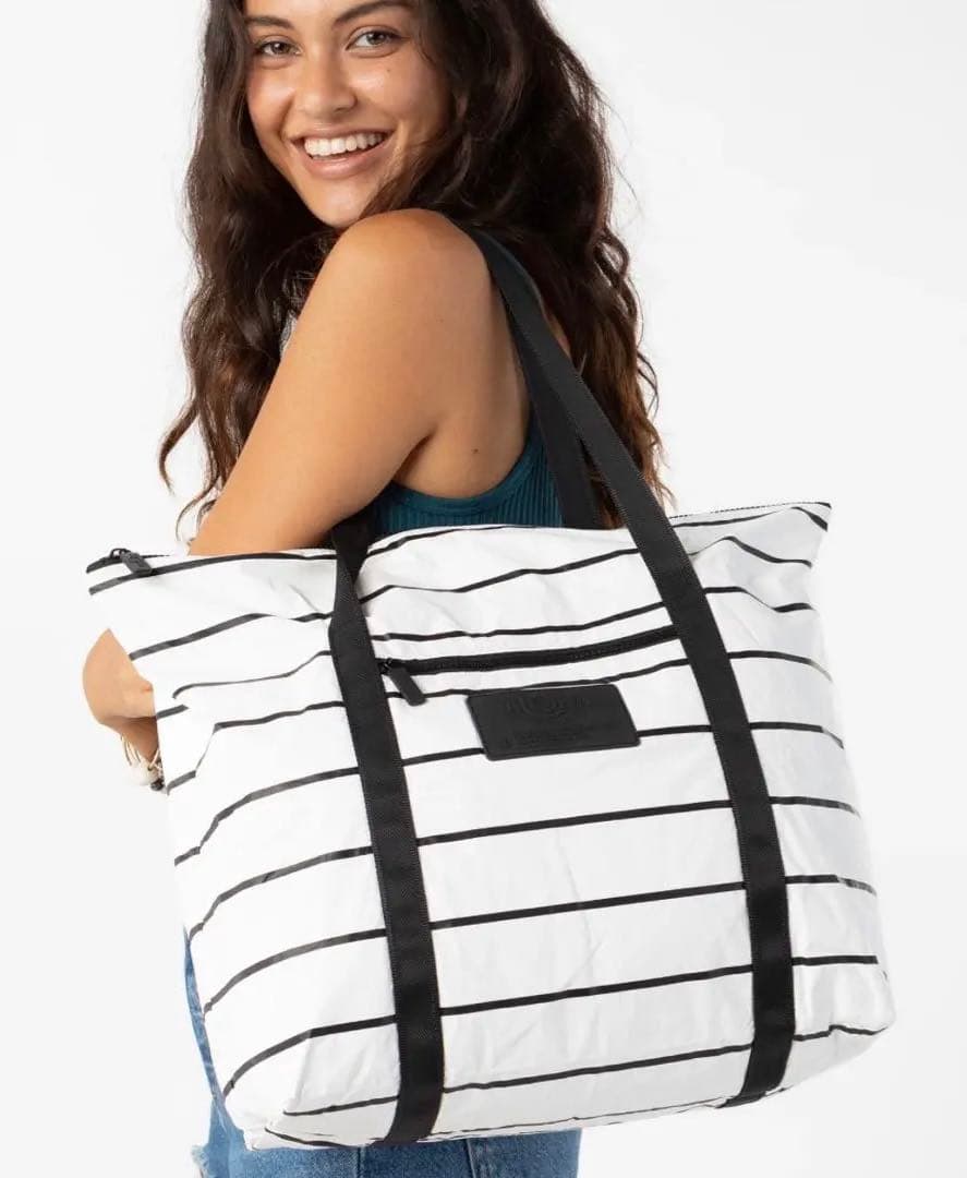 アロハコレクション ZIPPER TOTE トートバッグ ストライプ 白 新品