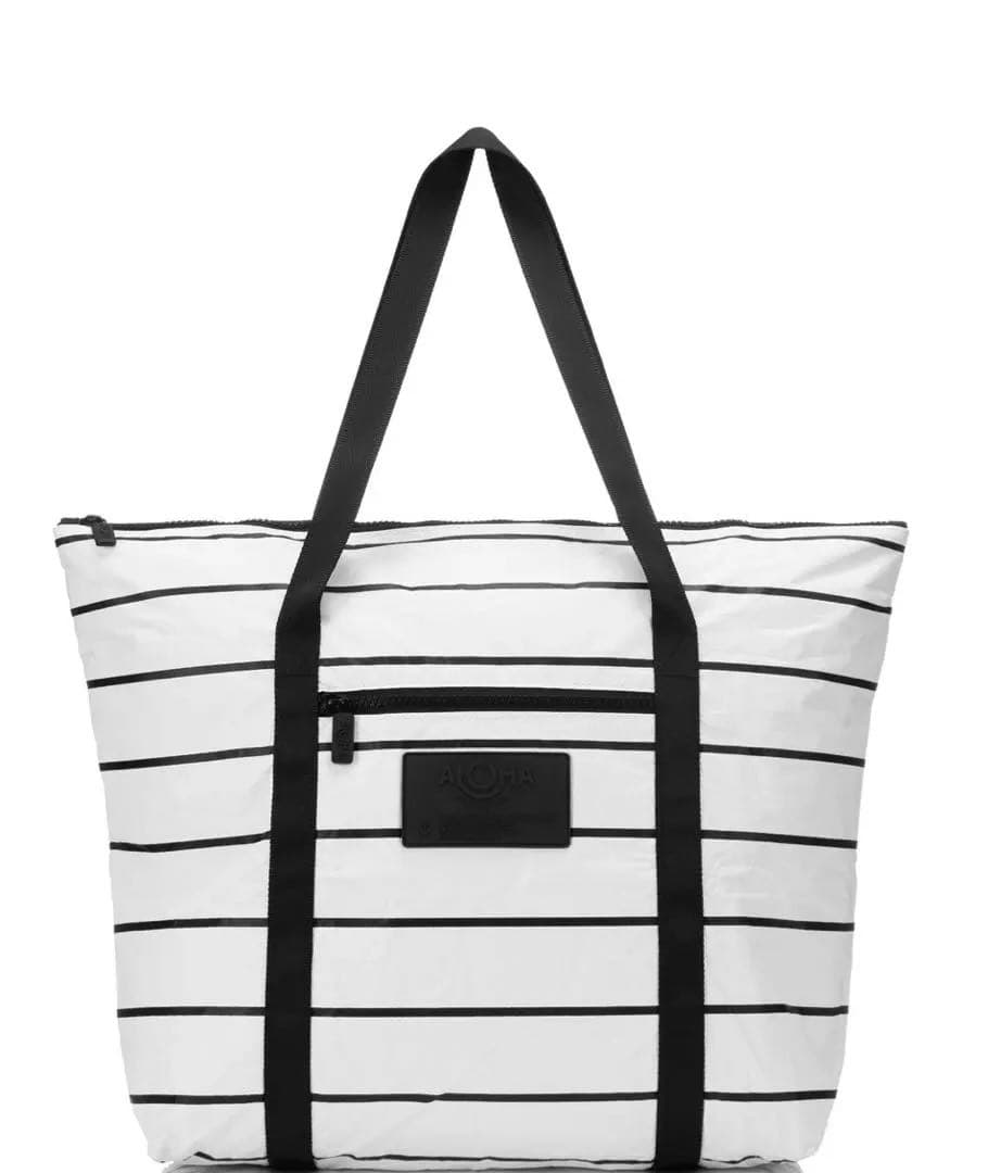 アロハコレクション ZIPPER TOTE トートバッグ ストライプ 白 新品
