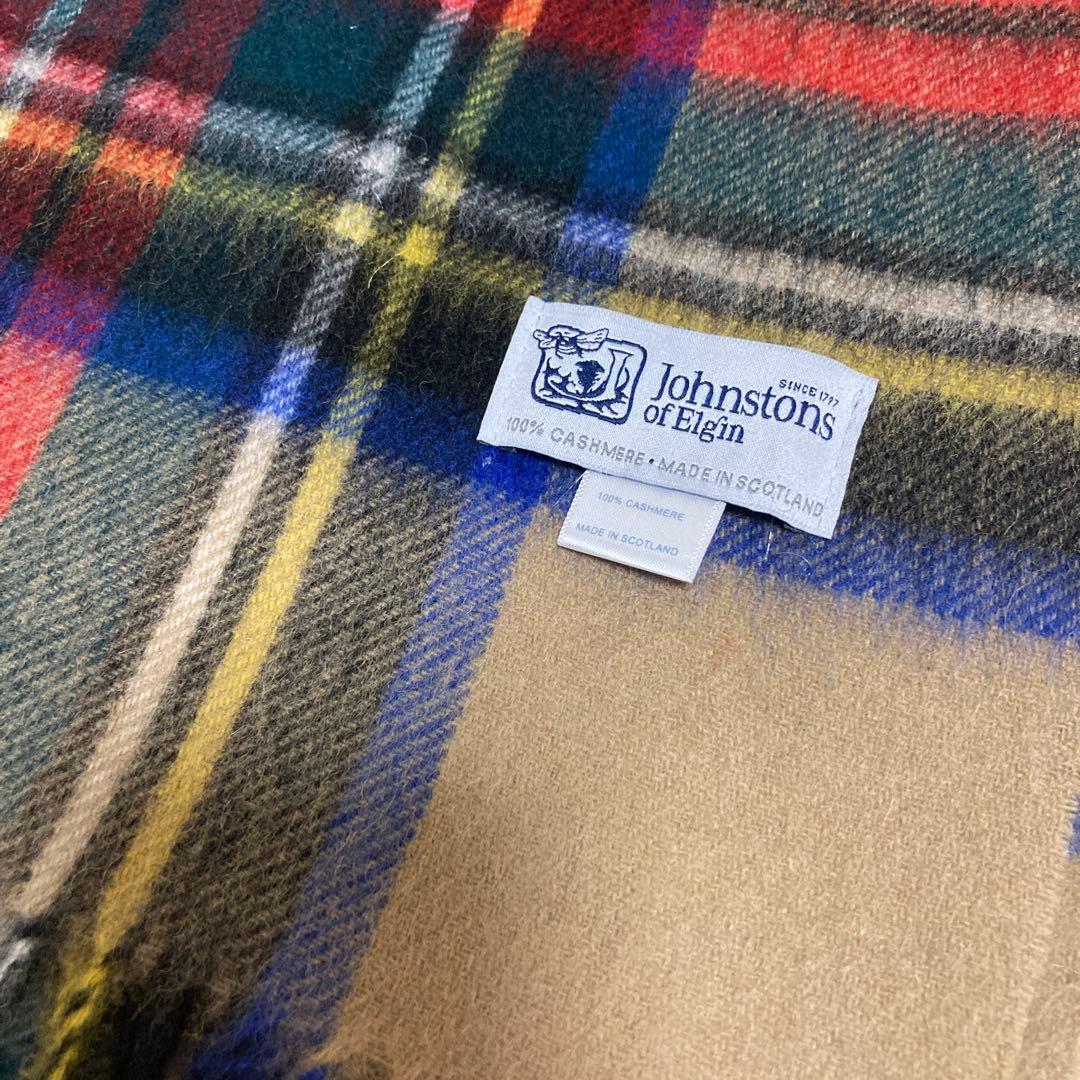 ジョンストンズ　カシミヤ　大判　ストール　ロイヤルスチュアート　ベージュ　美品