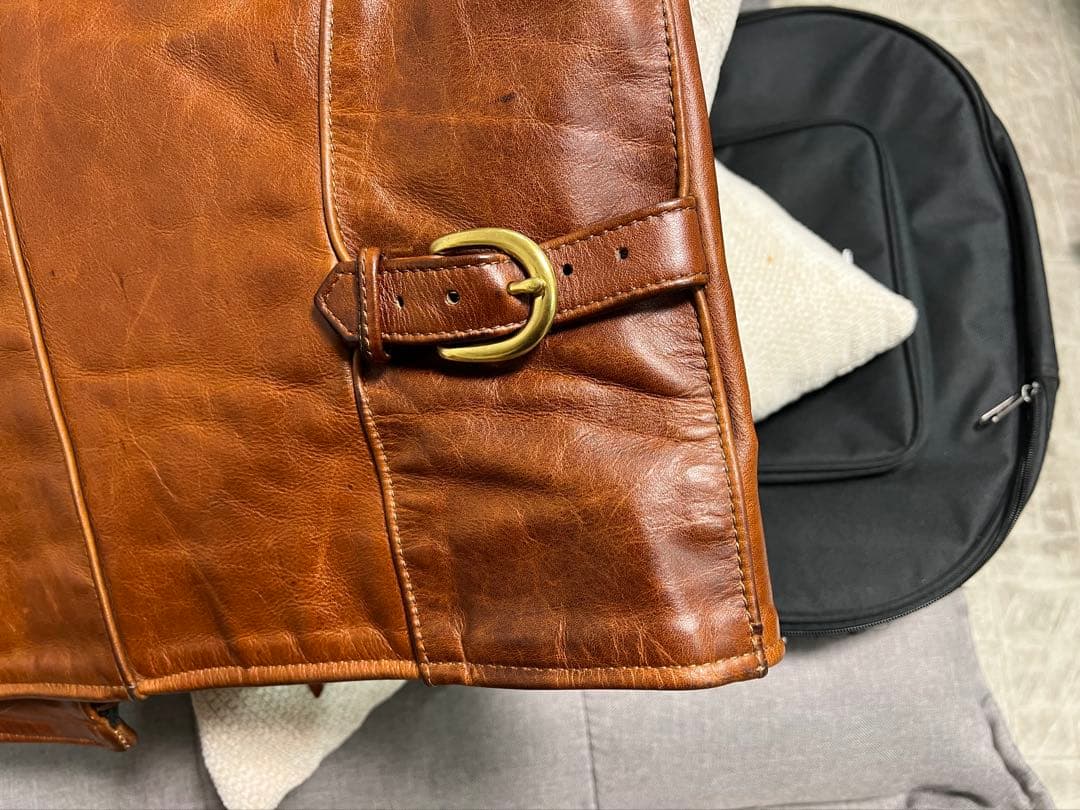 vanson ブラウン 年代物牛本革シングルライダース 36