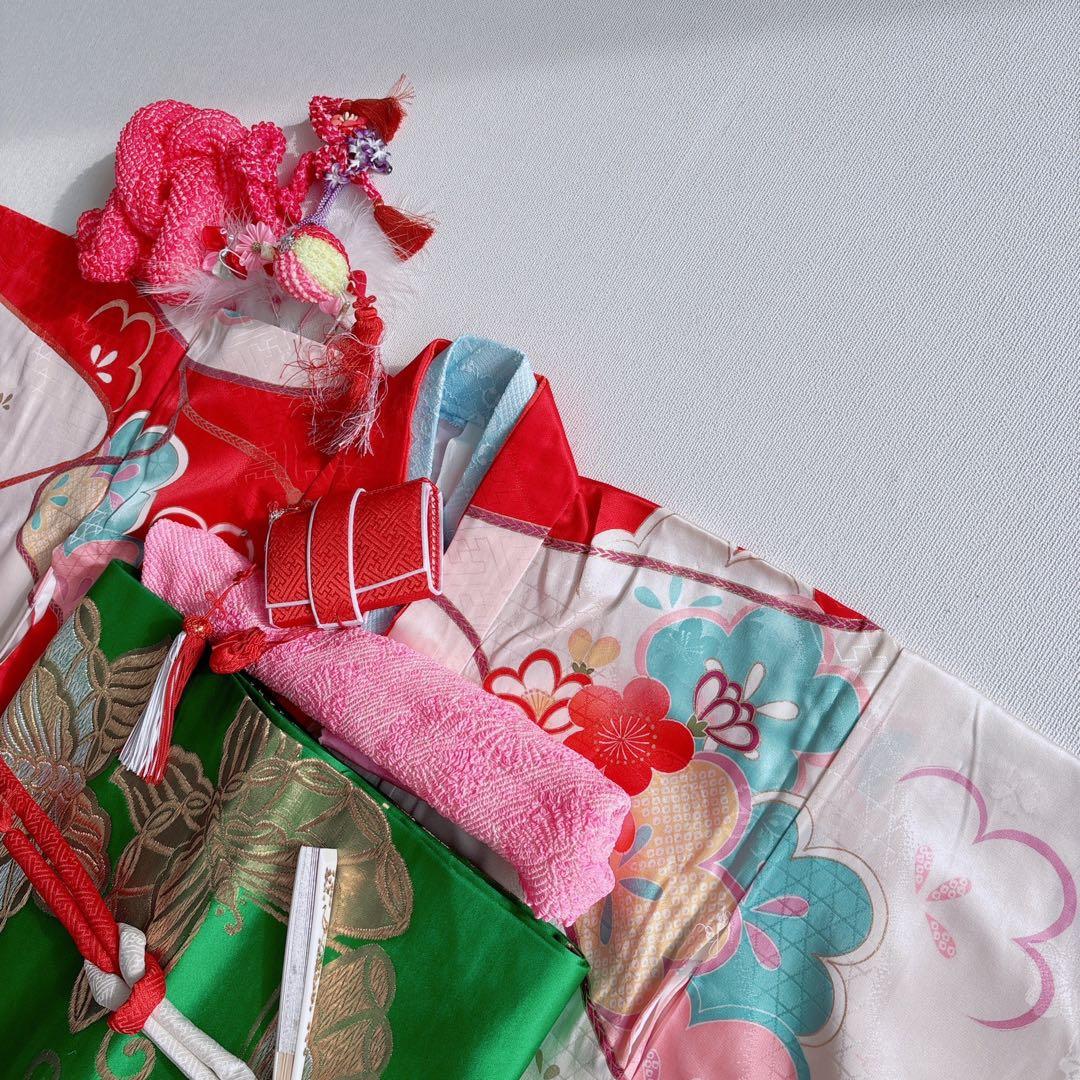 フルセット　七五三７歳女の子　着物　帯　簡単半衿　小物　51834