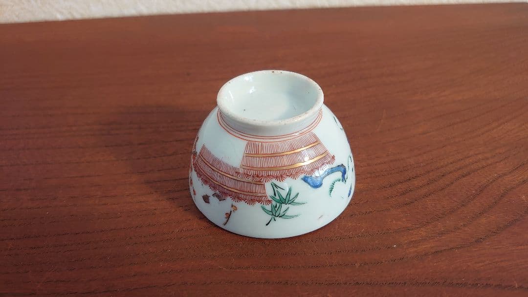 古伊万里 九谷焼 古九谷　伊万里　梅鶯の図　アンティーク九谷　盃　お猪口　１客