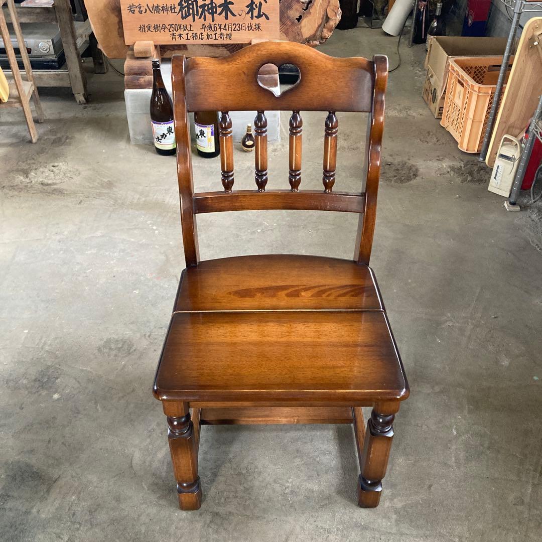 A ナガノインテリア 天然木 椅子 ハートマーク カントリー調