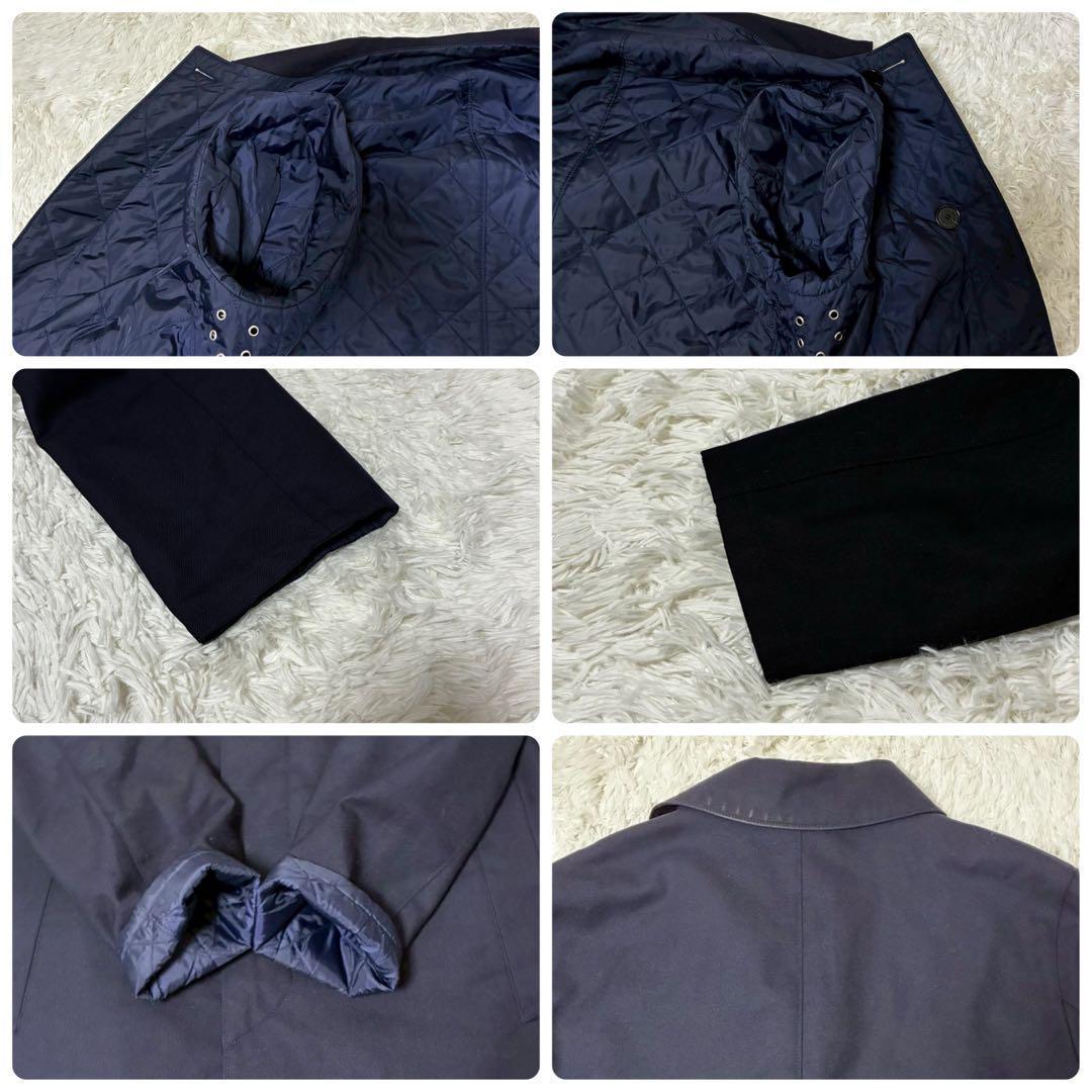 美品/XL マッキントッシュ　ステンカラーコート　リバーシブル　紺　キルティング