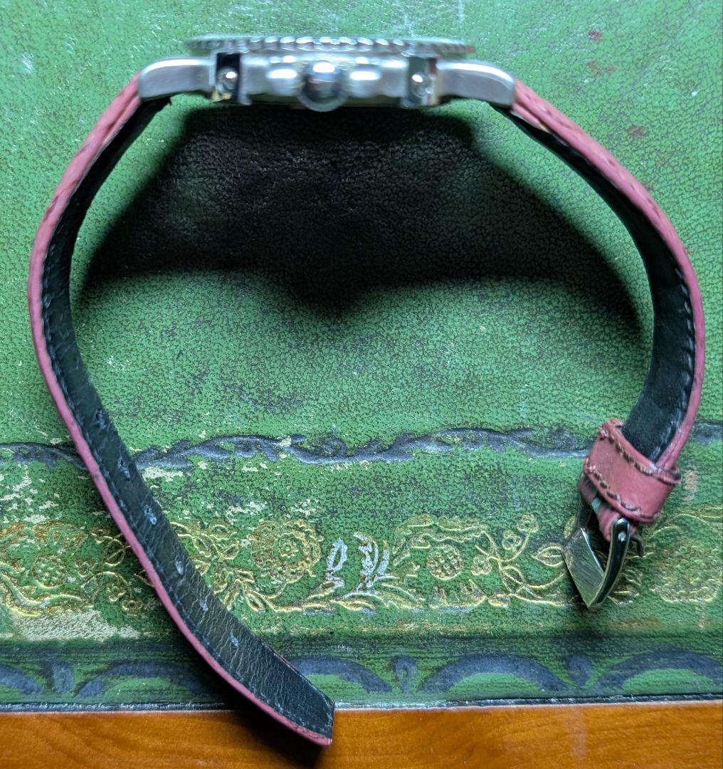 ティファニー　ダイバーズ　赤　Quartz　純正レザーベルト　稼働品