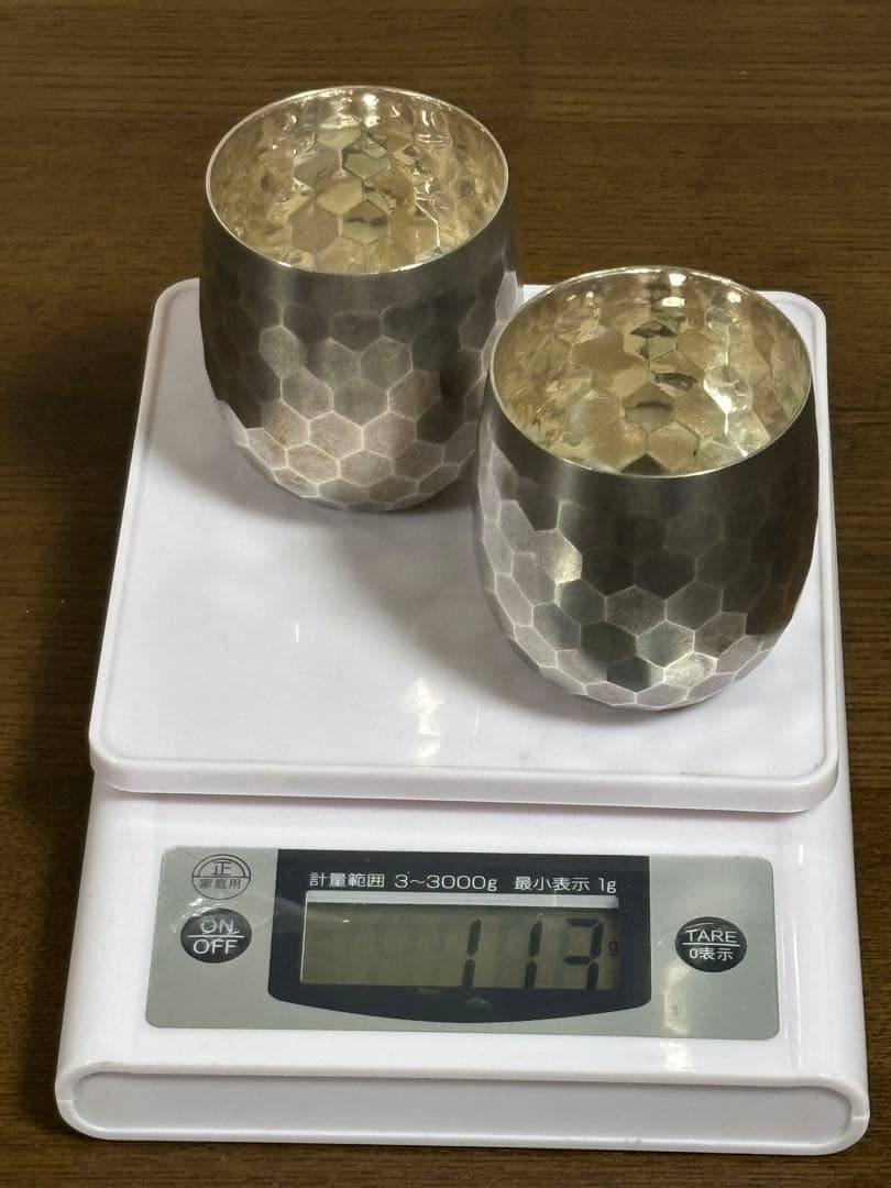 純銀　打ち出し　ぐい呑　盃　タンブラー２個組