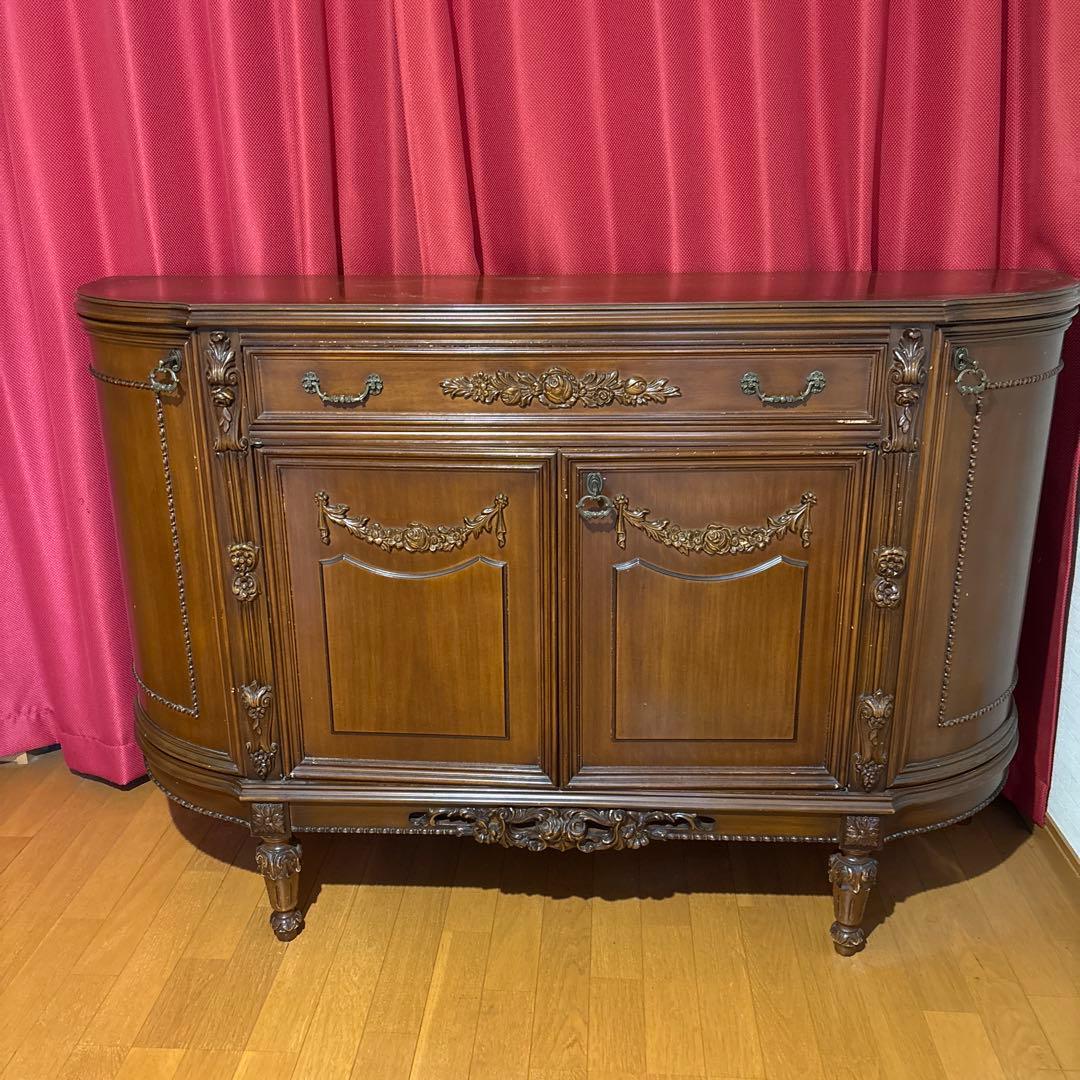 木製サイドボード ブラウン 装飾かざり