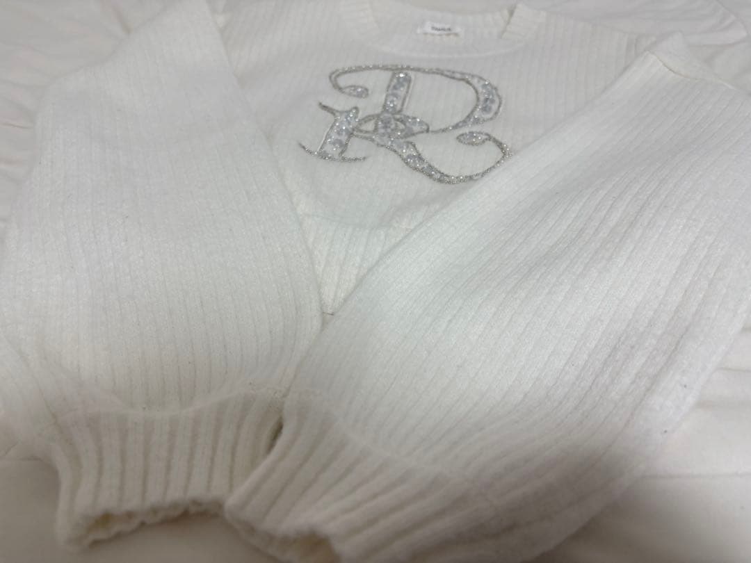 ダーリッチ ビジューボリュームリブニット ホワイト