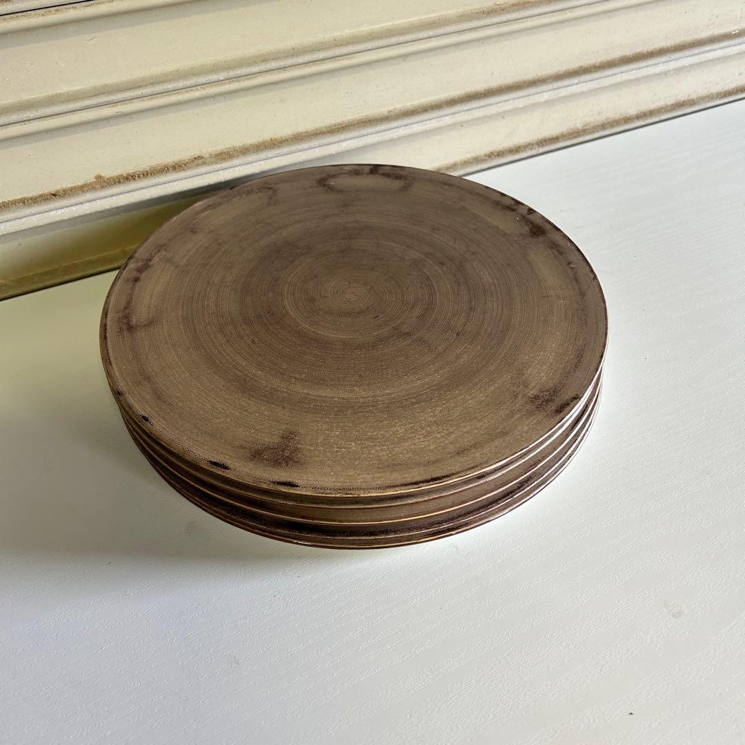 CE67 ★M.STYLE★ お皿 プレート5枚 平皿 茶色 食器 1