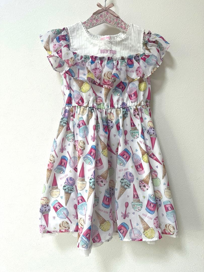mezzo piano 31コラボ　アイスクリーム柄 半袖ワンピース 120
