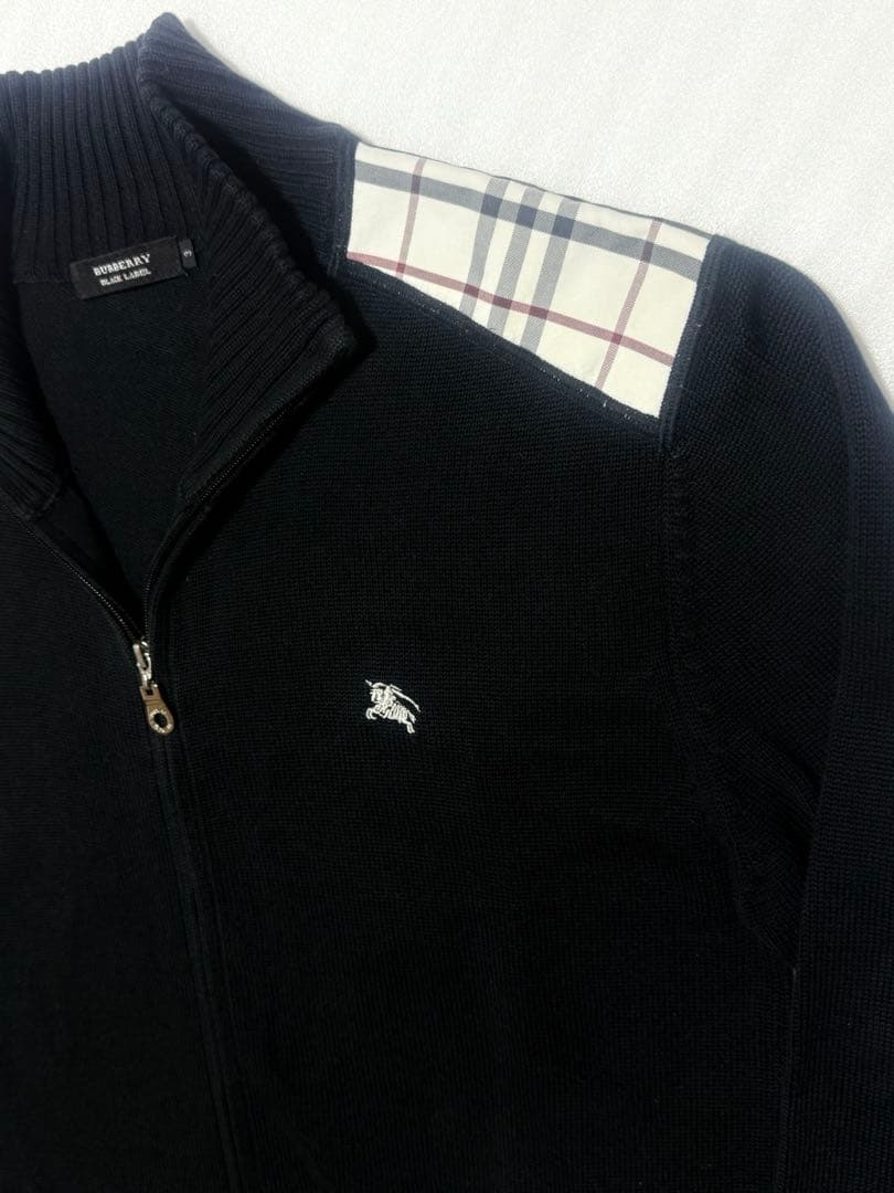 バーバリー　サイズ3 ブラックニット ジップアップ セーター ノバチェック