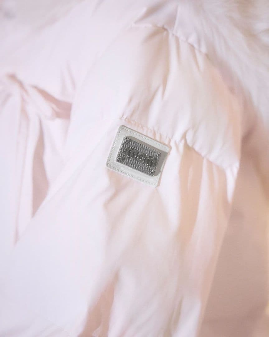 ミシェルマカロン　ファーフードリボンダウンコート　ピンク　XS