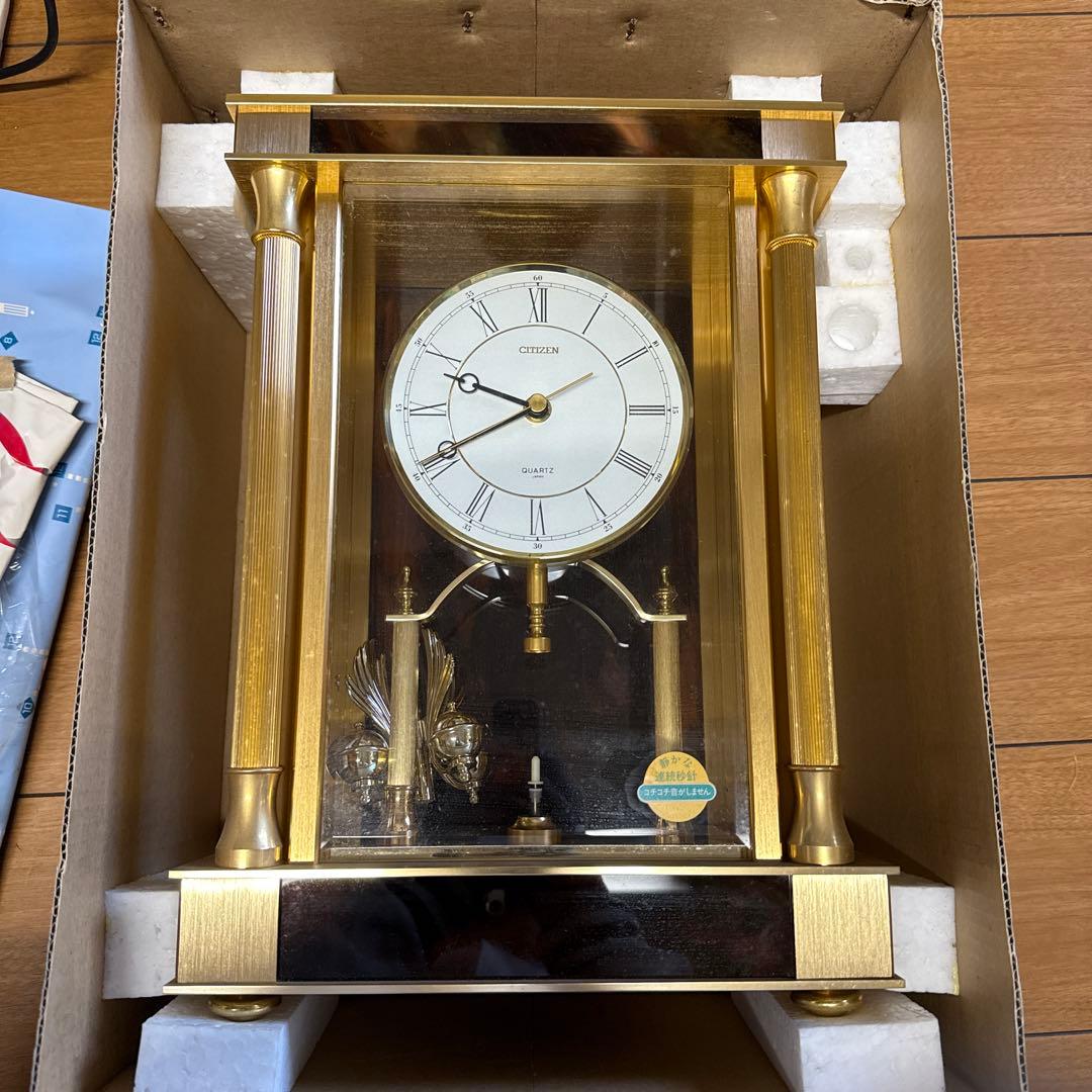 Citizen ゴールド 置時計 ガラスケース付き