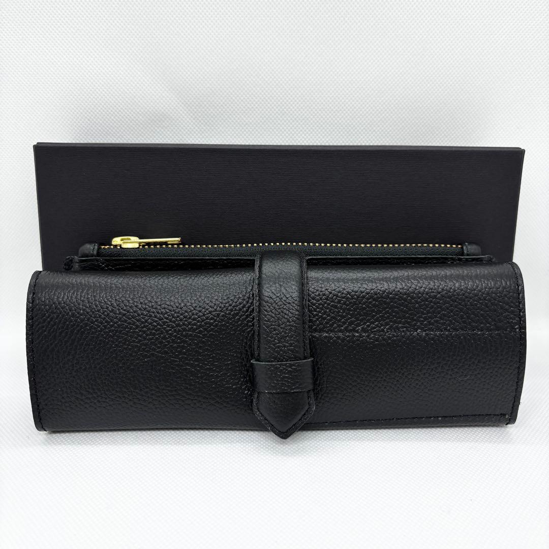 バハギア ペンケース ロール型 ファスナー シュリンクレザー ブラック