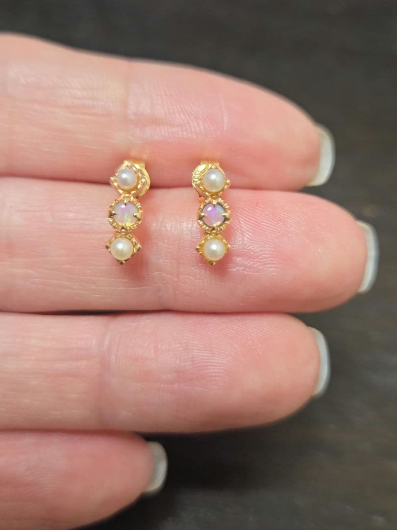 【うさ】ete エテ K10YG×K18YG×オパール ピアス【美品】