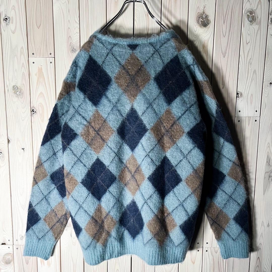 【極美品 コラボ L】ニードルズ 総柄 ダイヤ モヘア カーディガン