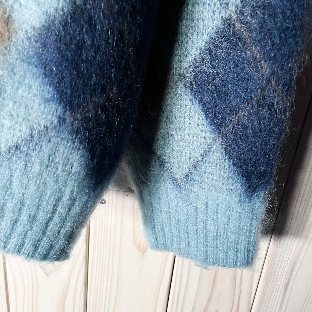 【極美品 コラボ L】ニードルズ 総柄 ダイヤ モヘア カーディガン