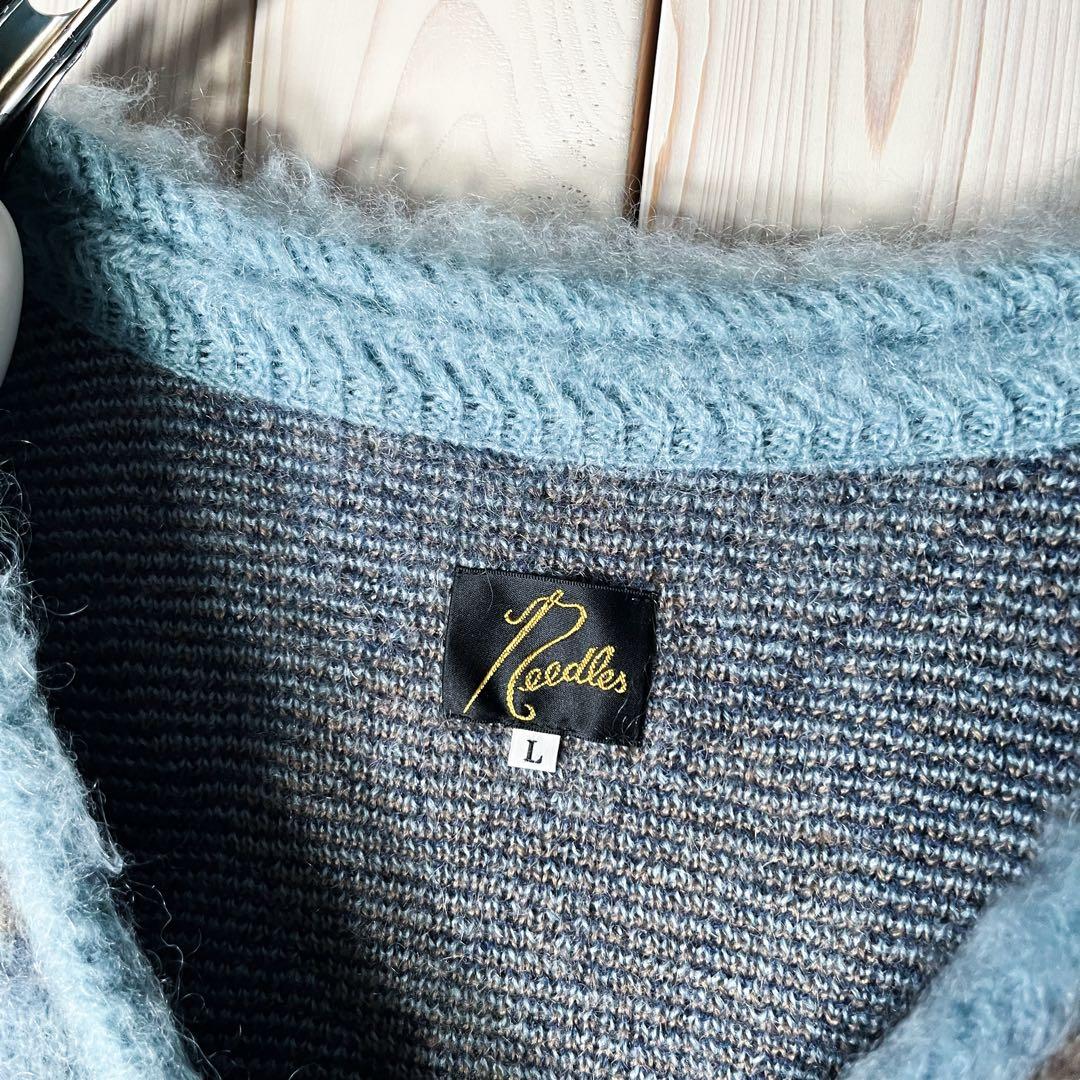 【極美品 コラボ L】ニードルズ 総柄 ダイヤ モヘア カーディガン