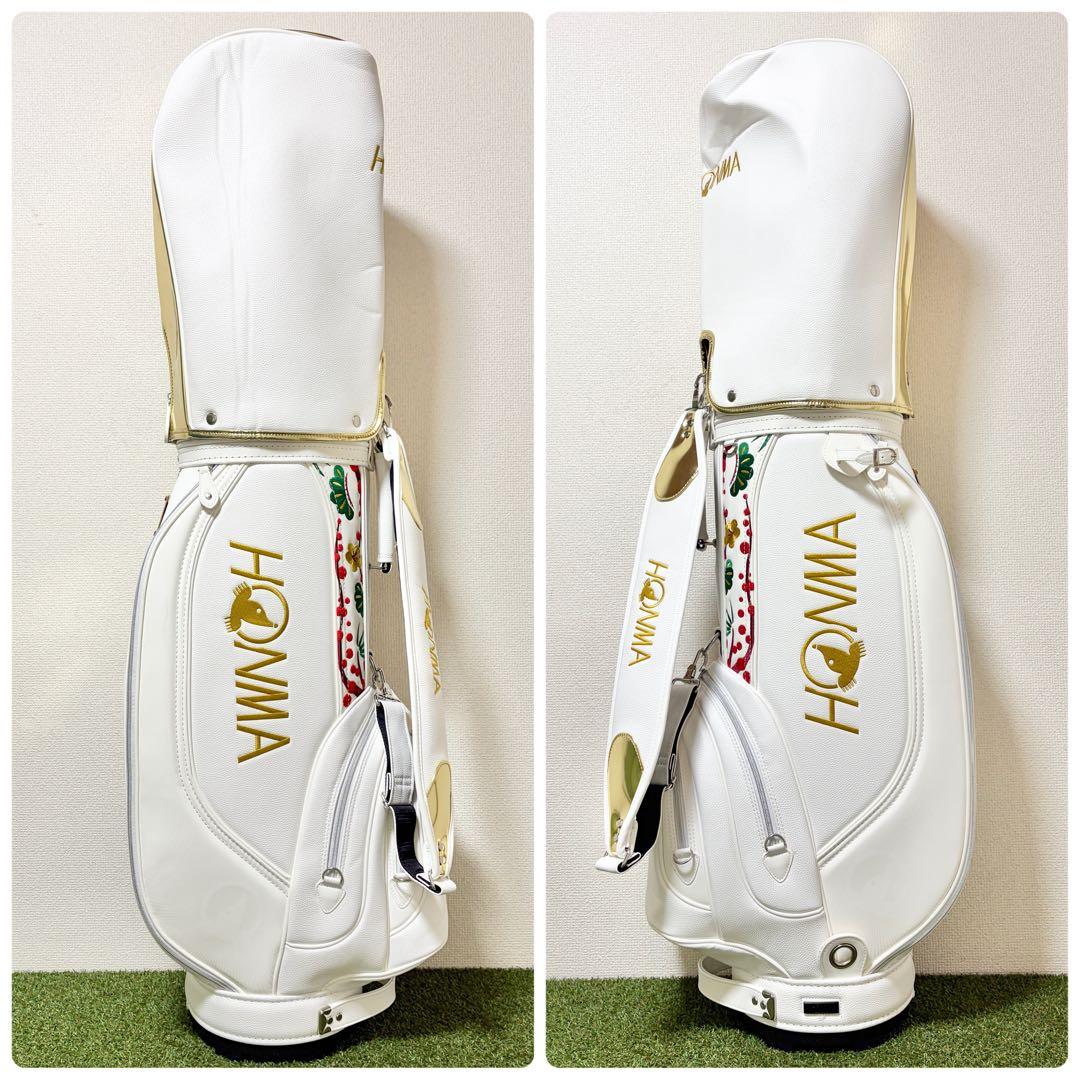 新品｜高級　HONMA ホンマ　会津絵　キャディバッグ　ゴールド　金　刺繍
