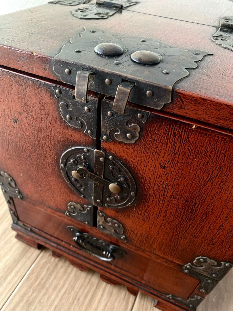 木製からくり鏡台 アンティークドレッサー 年代物