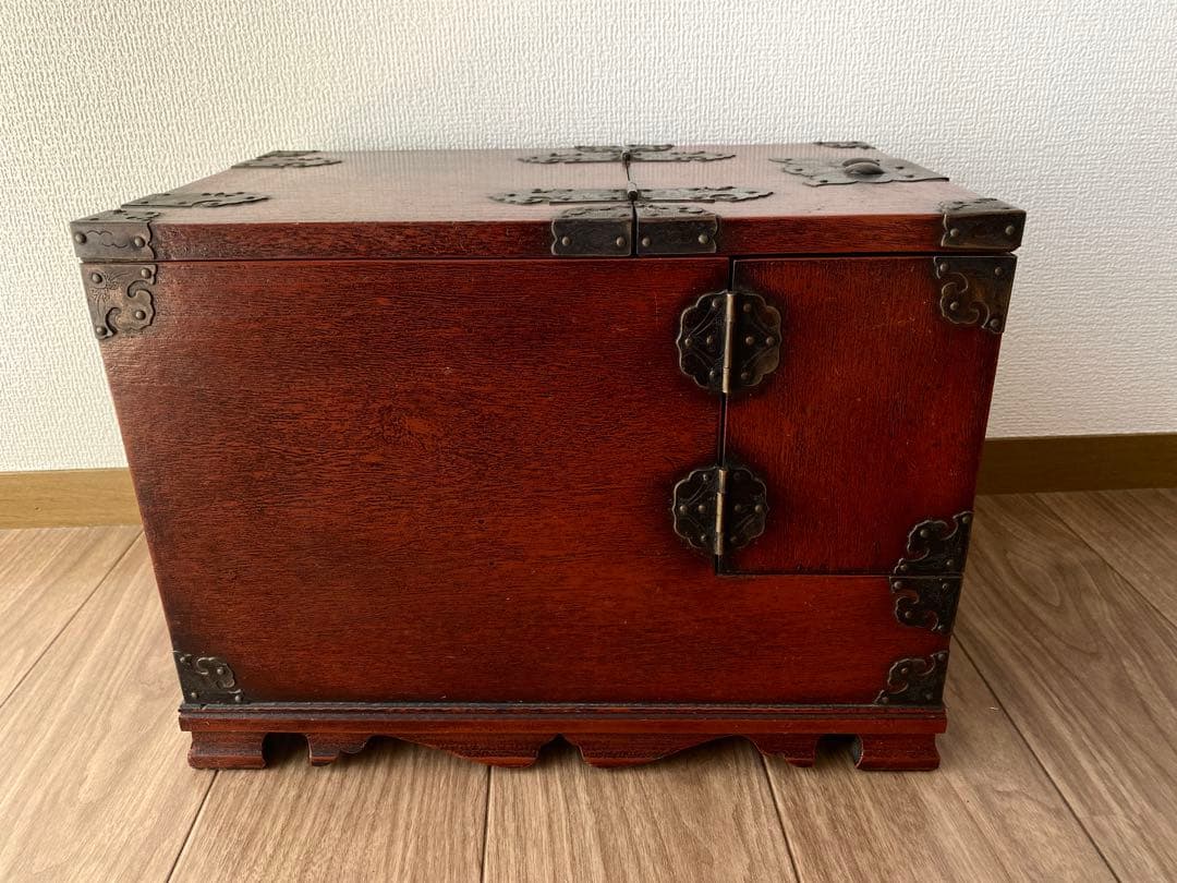 木製からくり鏡台 アンティークドレッサー 年代物