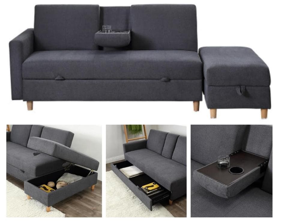 ソファー 3人掛け ソファ 多機能ソファベッド 収納機能 引き出し オットマン