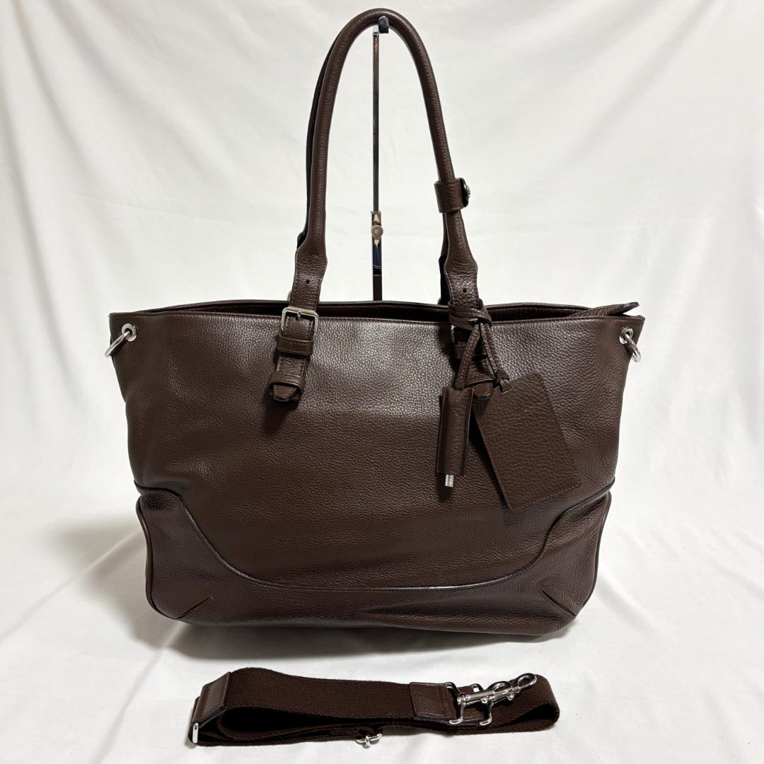 美品 ペッレモルビダ 2way トートバッグ レザー A4/PC収納 ブラウン