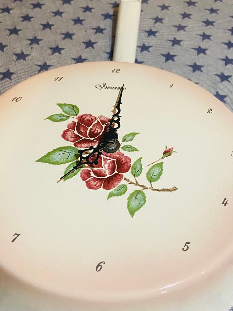 イマン　スカーレットローズ　※時計壊れあり ホーローフライパン型掛け時計