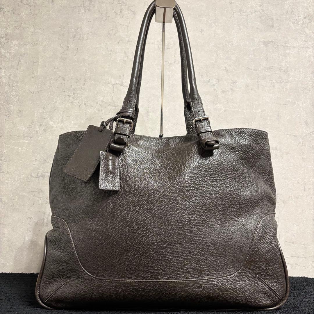 ペッレモルビダ トートバッグ ビジネス レザー A4/PC収納 大容量 ブラウン