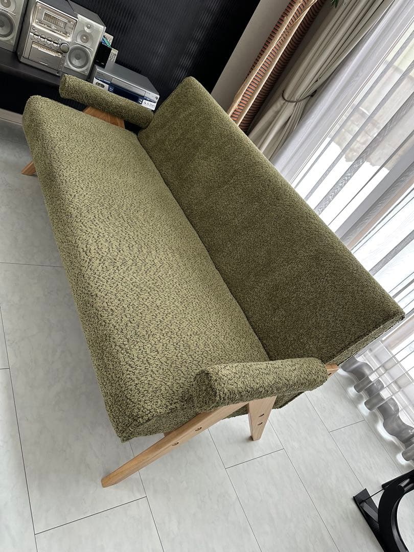 引取り限定　オリーブグリーン 2.5人掛けソファ