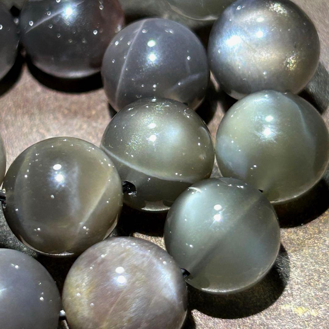 ☆別格高級品！来福開運宝珠⑦！ブラックサンムーンストーン　ブレス