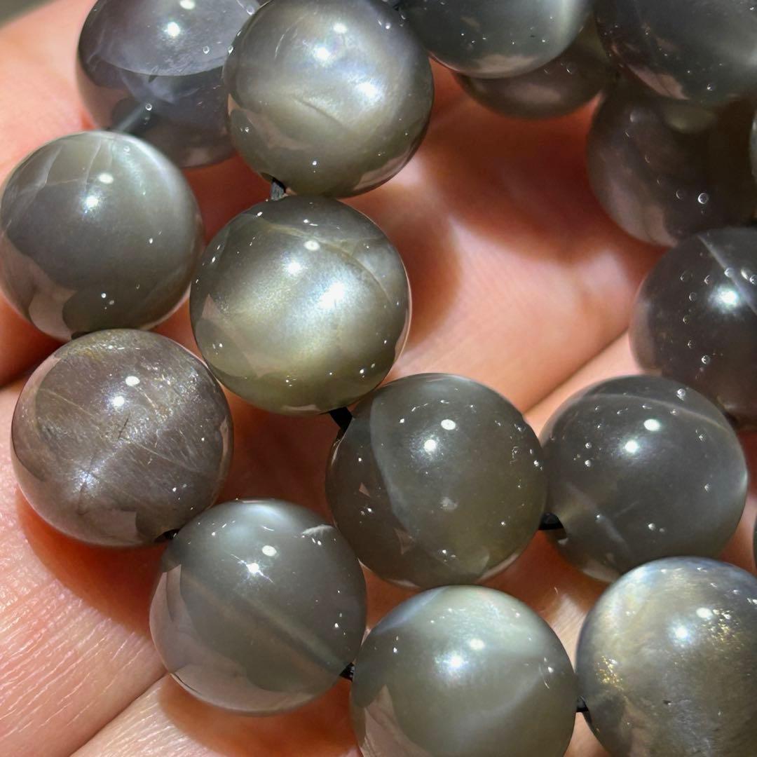 ☆別格高級品！来福開運宝珠⑦！ブラックサンムーンストーン　ブレス