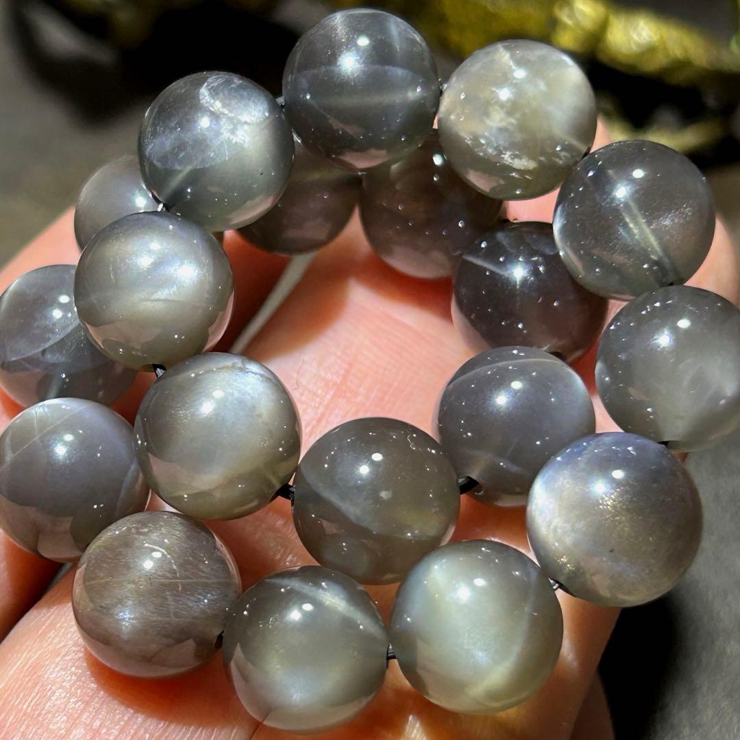 ☆別格高級品！来福開運宝珠⑦！ブラックサンムーンストーン　ブレス